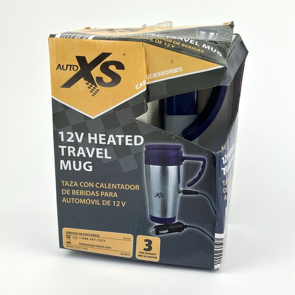 Auto XS 12V Heated Travel Mug | 14 oz Coffee Car Accessory Dented Box
